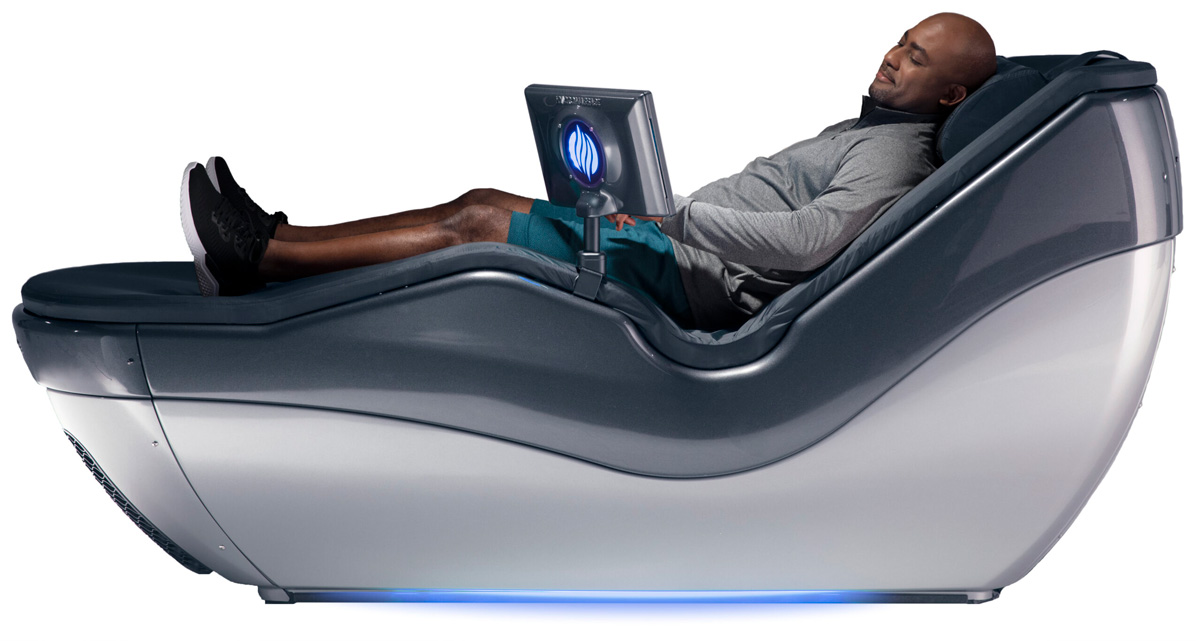 Man in massage chair